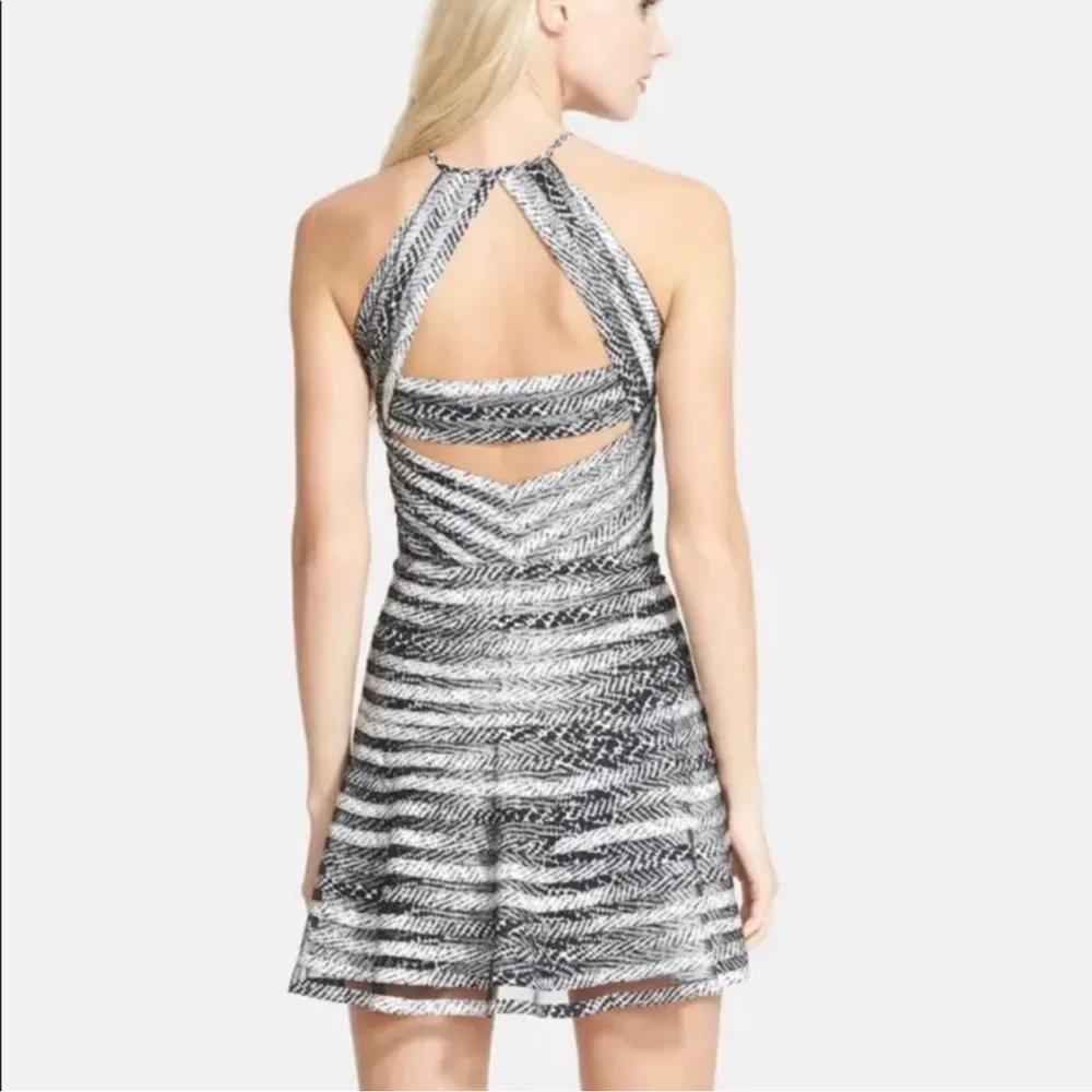 Parker Dress Women's Small Black & White Silk Halter Fit & Flare No Size Tag - Picture 2 of 10